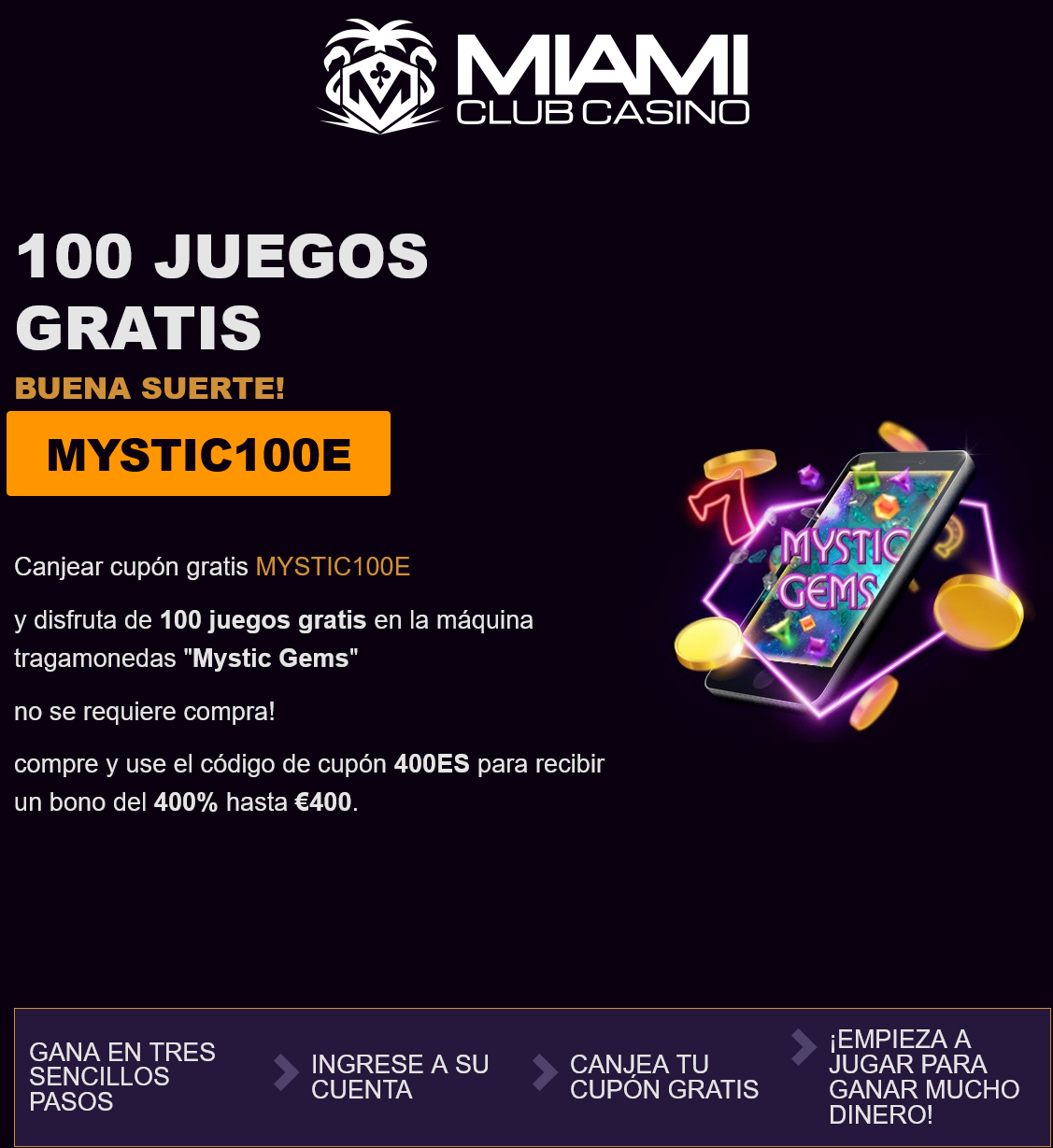Miami
                                                          Club ES 100
                                                          Free Spins
                                                          (Spain)