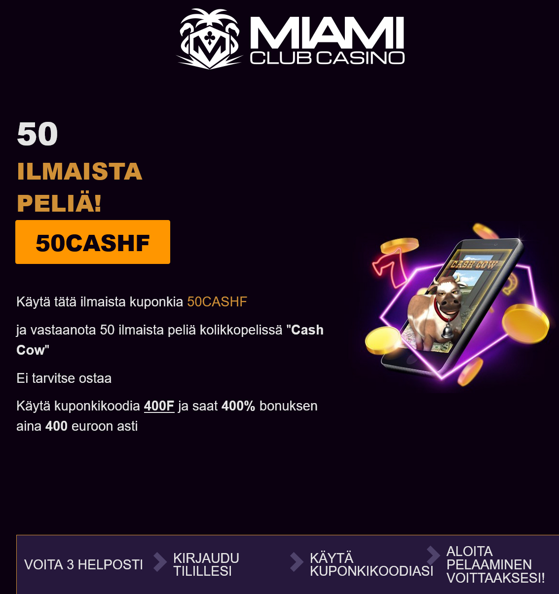 Miami
                                                          Club FI 50
                                                          Free Spins
                                                          (Finland)